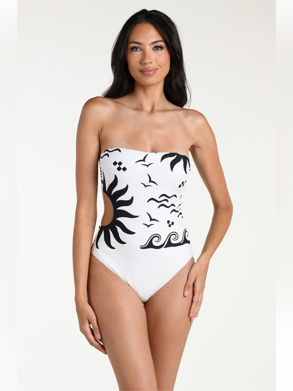 La Blanca swimsuit - waves of Rio strapless bandeau one piece w side cutout - Picture 7 of 7